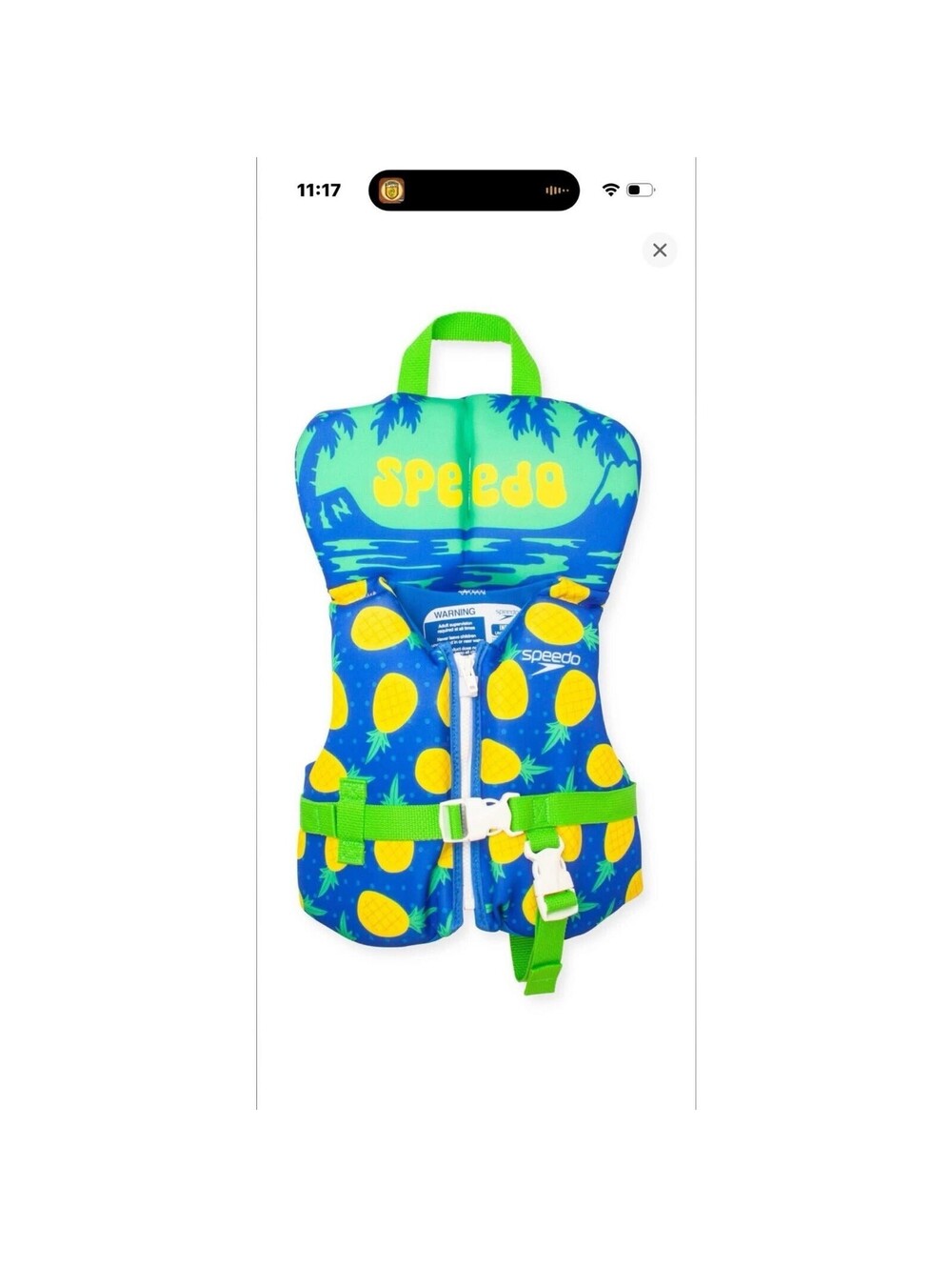 NWT Speedo Infant Life Jacket Vest -Green/Blue/Yellow Under 33 lbs